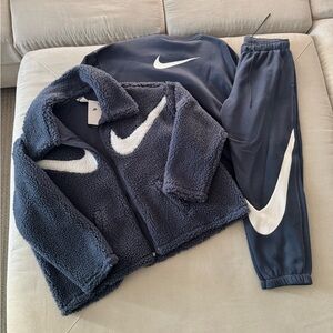 Nike Blue-Gray 3 piece Fleece Jacket & Sweatsuit Set-NWT